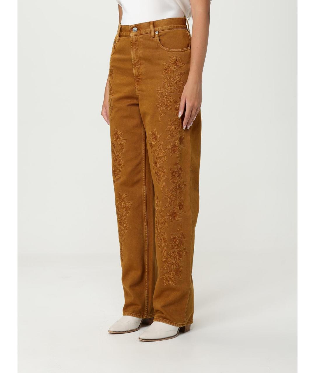 GOLDEN GOOSE DELUXE BRAND Золотые хлопковые прямые джинсы, фото 4