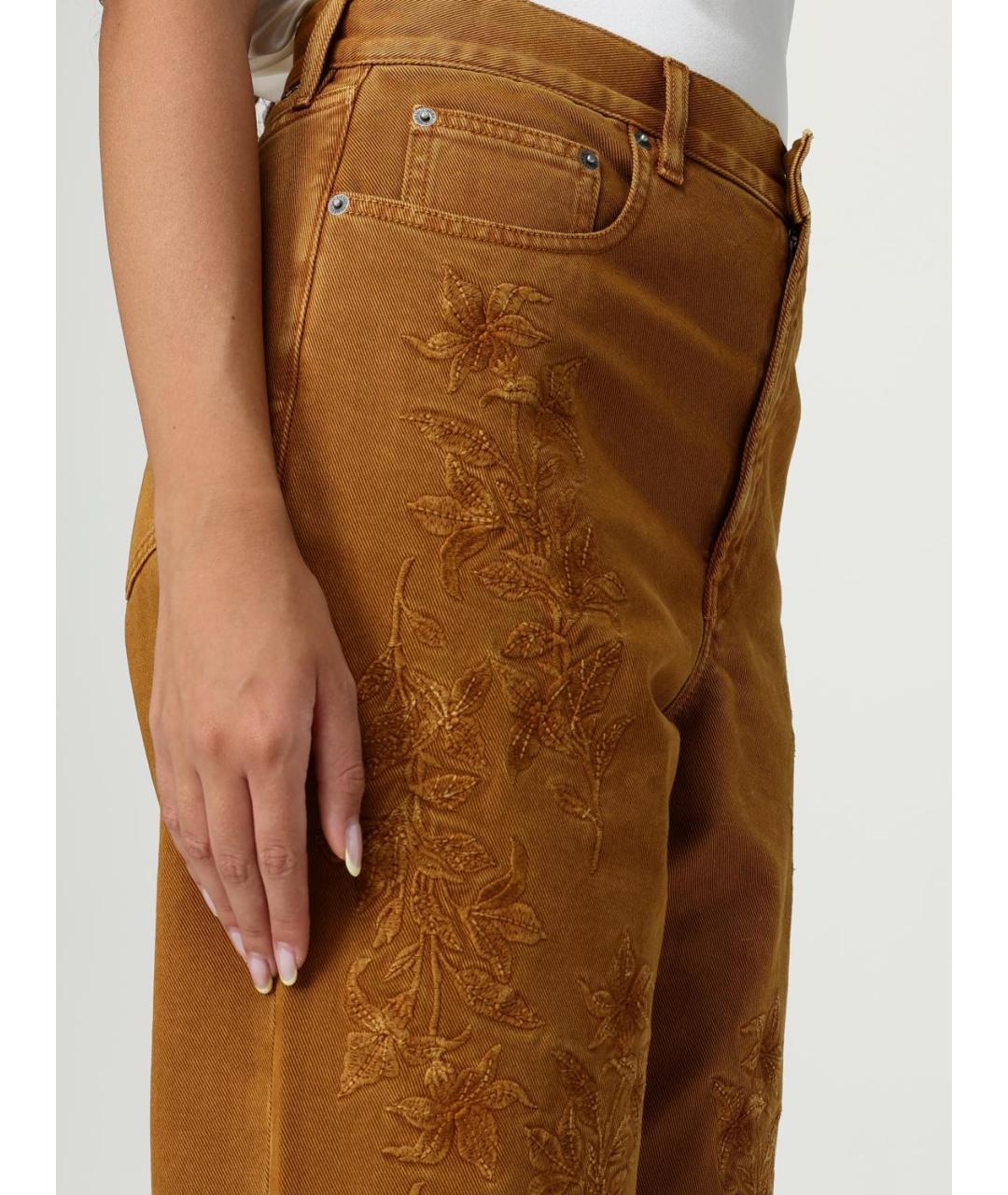 GOLDEN GOOSE DELUXE BRAND Золотые хлопковые прямые джинсы, фото 5