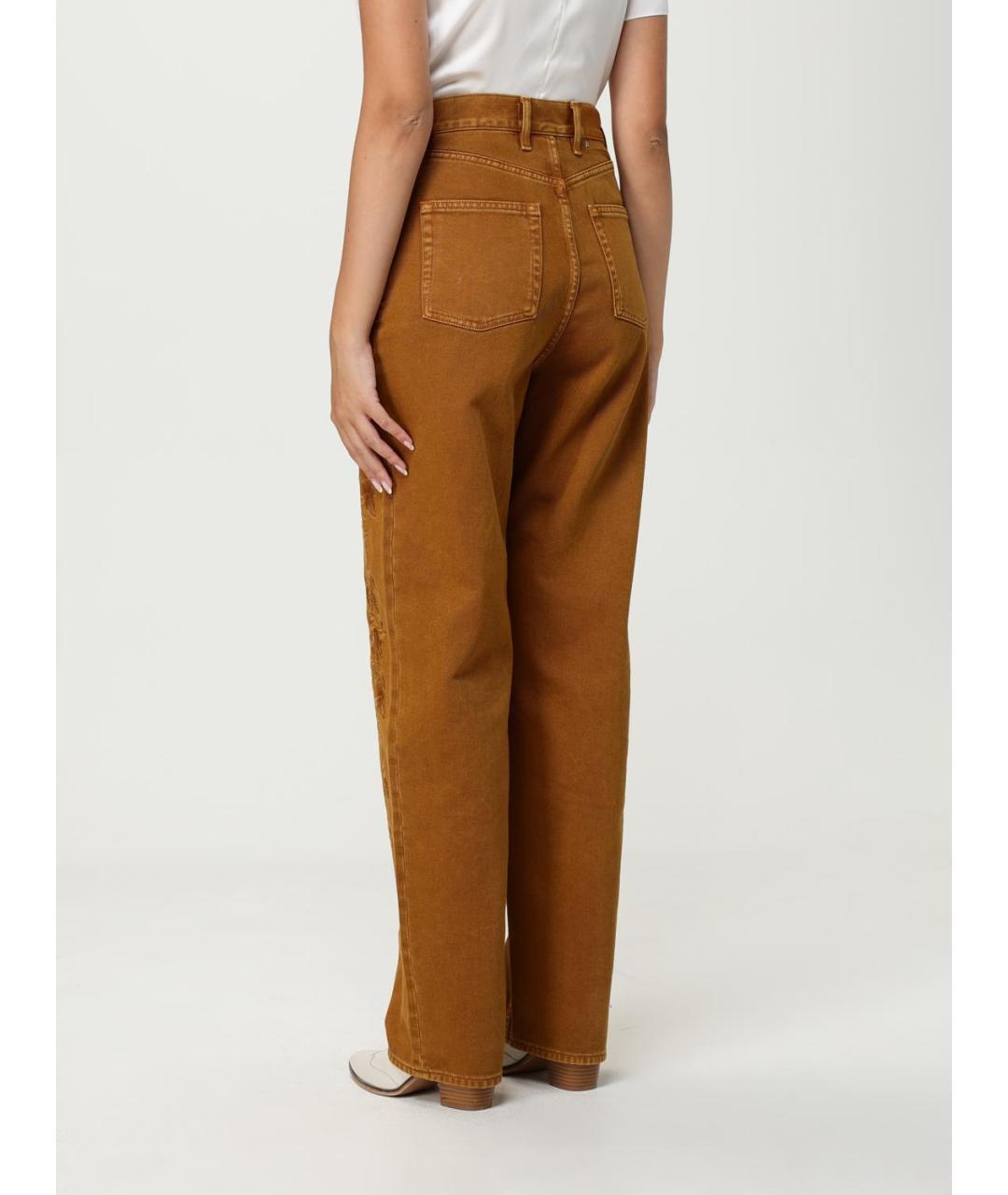 GOLDEN GOOSE DELUXE BRAND Золотые хлопковые прямые джинсы, фото 3