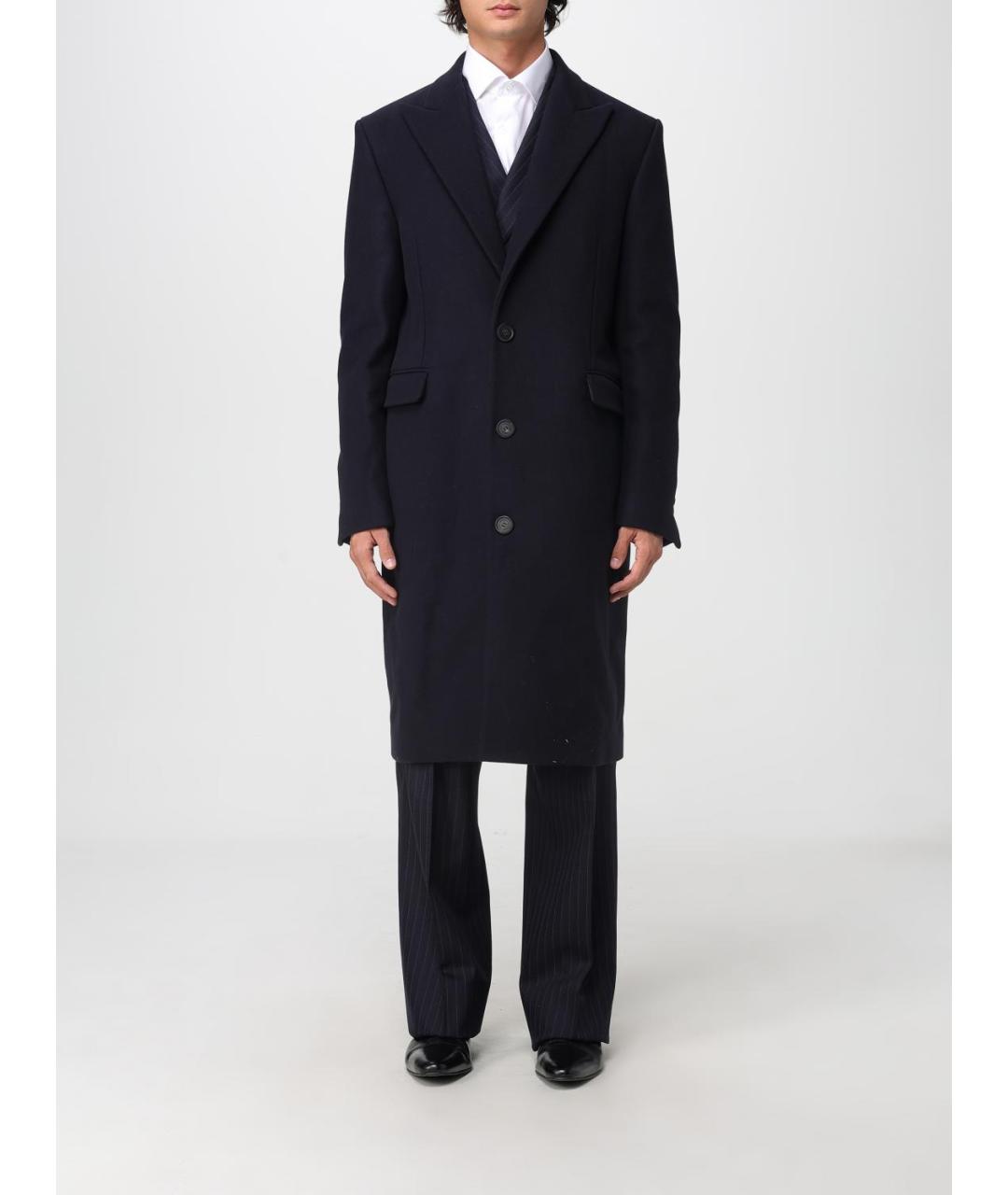 GOLDEN GOOSE DELUXE BRAND Темно-синее шерстяное пальто, фото 6