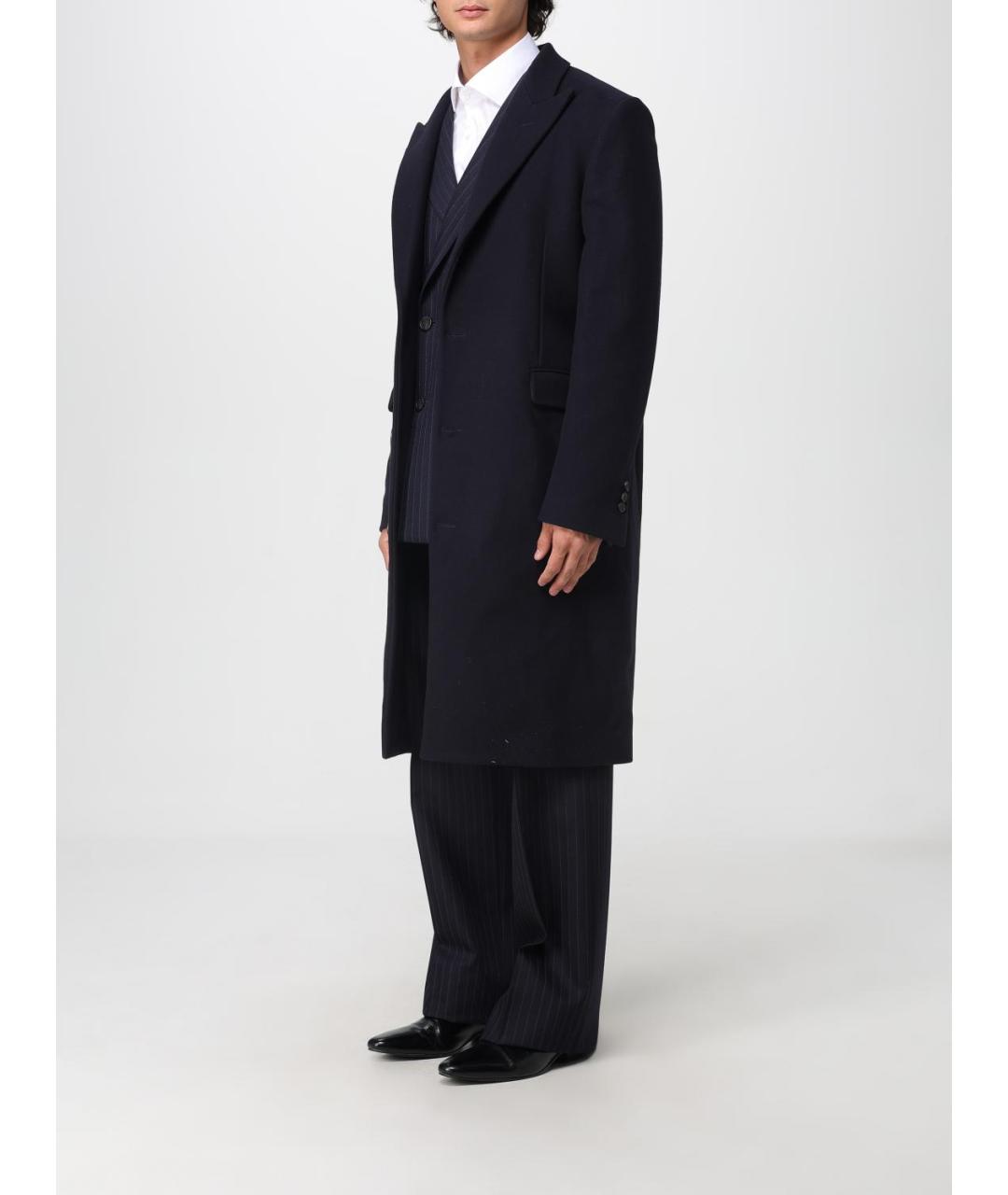 GOLDEN GOOSE DELUXE BRAND Темно-синее шерстяное пальто, фото 4