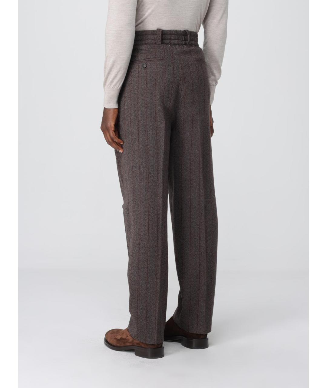 GOLDEN GOOSE DELUXE BRAND Коричневые шерстяные повседневные брюки, фото 3