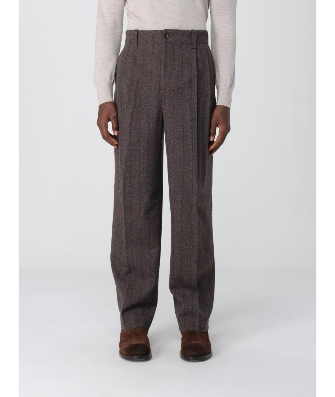 GOLDEN GOOSE DELUXE BRAND Коричневые шерстяные повседневные брюки, фото 6