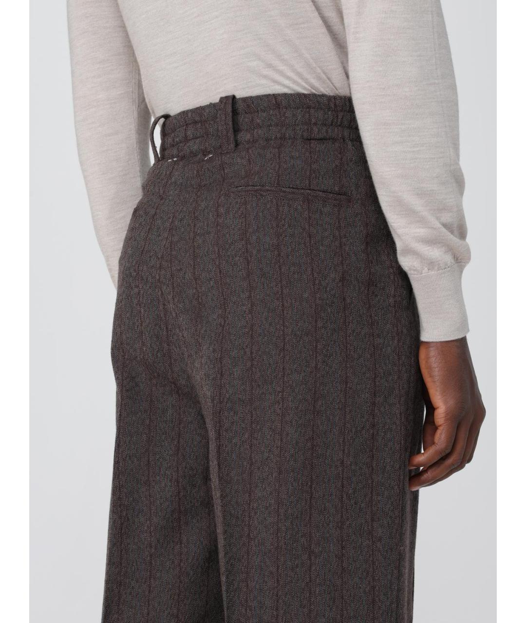 GOLDEN GOOSE DELUXE BRAND Коричневые шерстяные повседневные брюки, фото 5