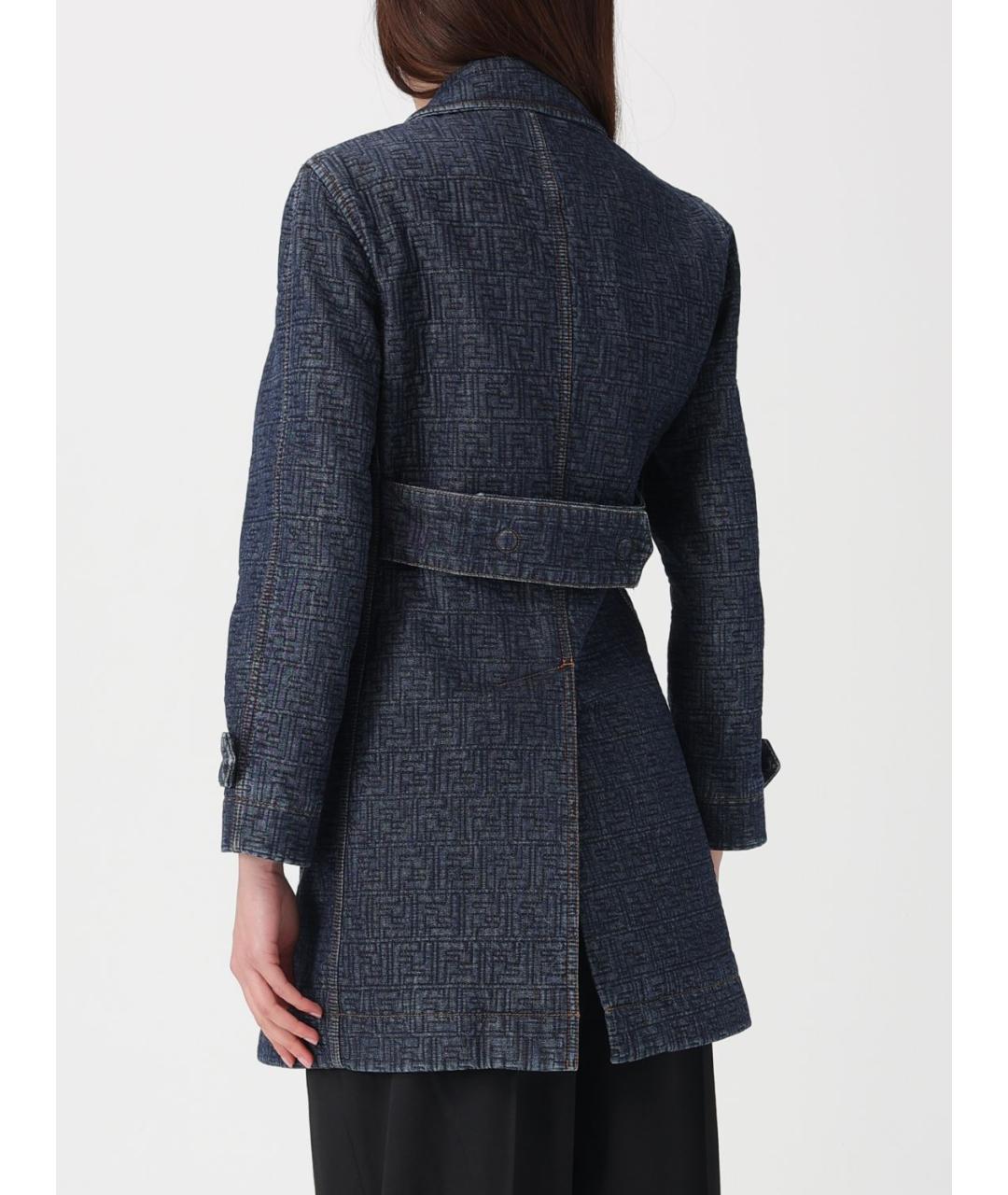 FENDI Синий хлопковый тренч/плащ, фото 4