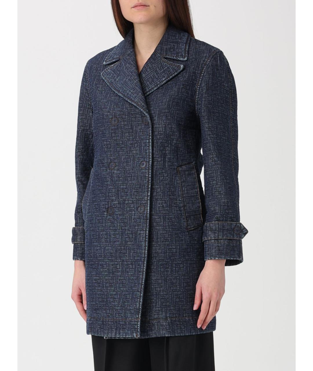 FENDI Синий хлопковый тренч/плащ, фото 5