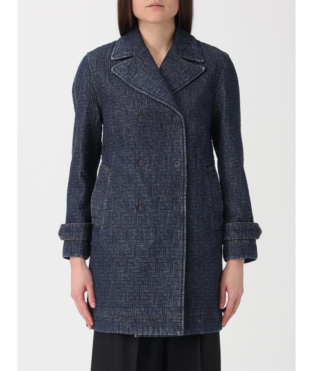 FENDI Синий хлопковый тренч/плащ, фото 2