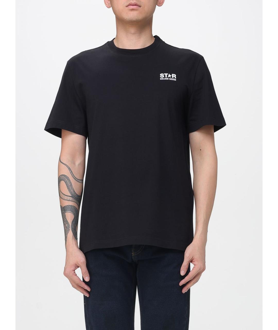 GOLDEN GOOSE DELUXE BRAND Черная хлопковая футболка, фото 2