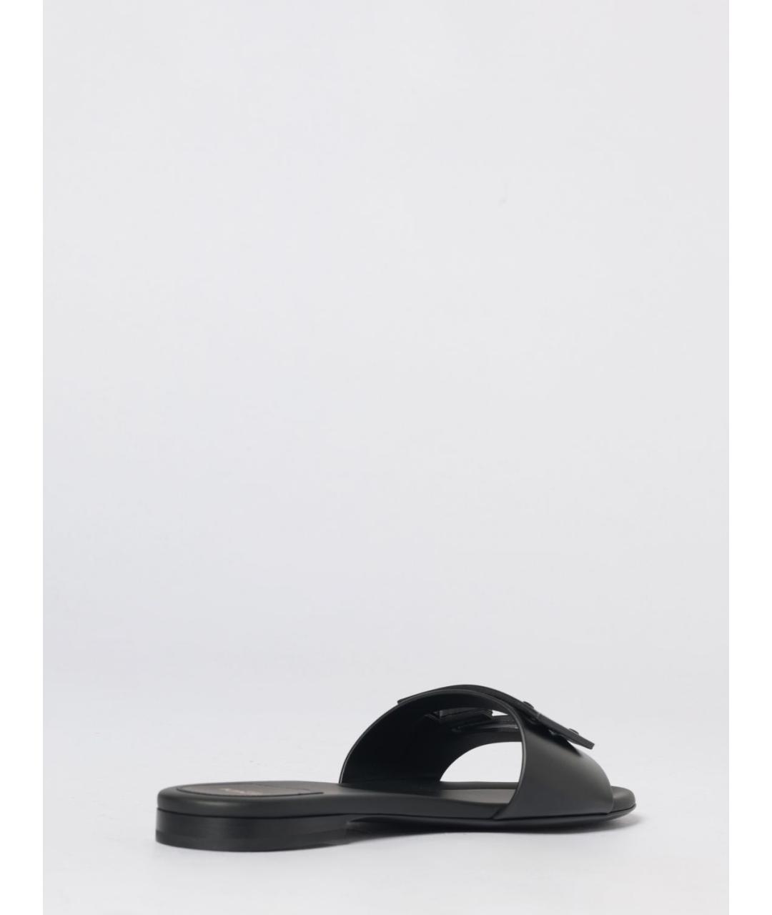 FENDI Черные кожаные шлепанцы, фото 3