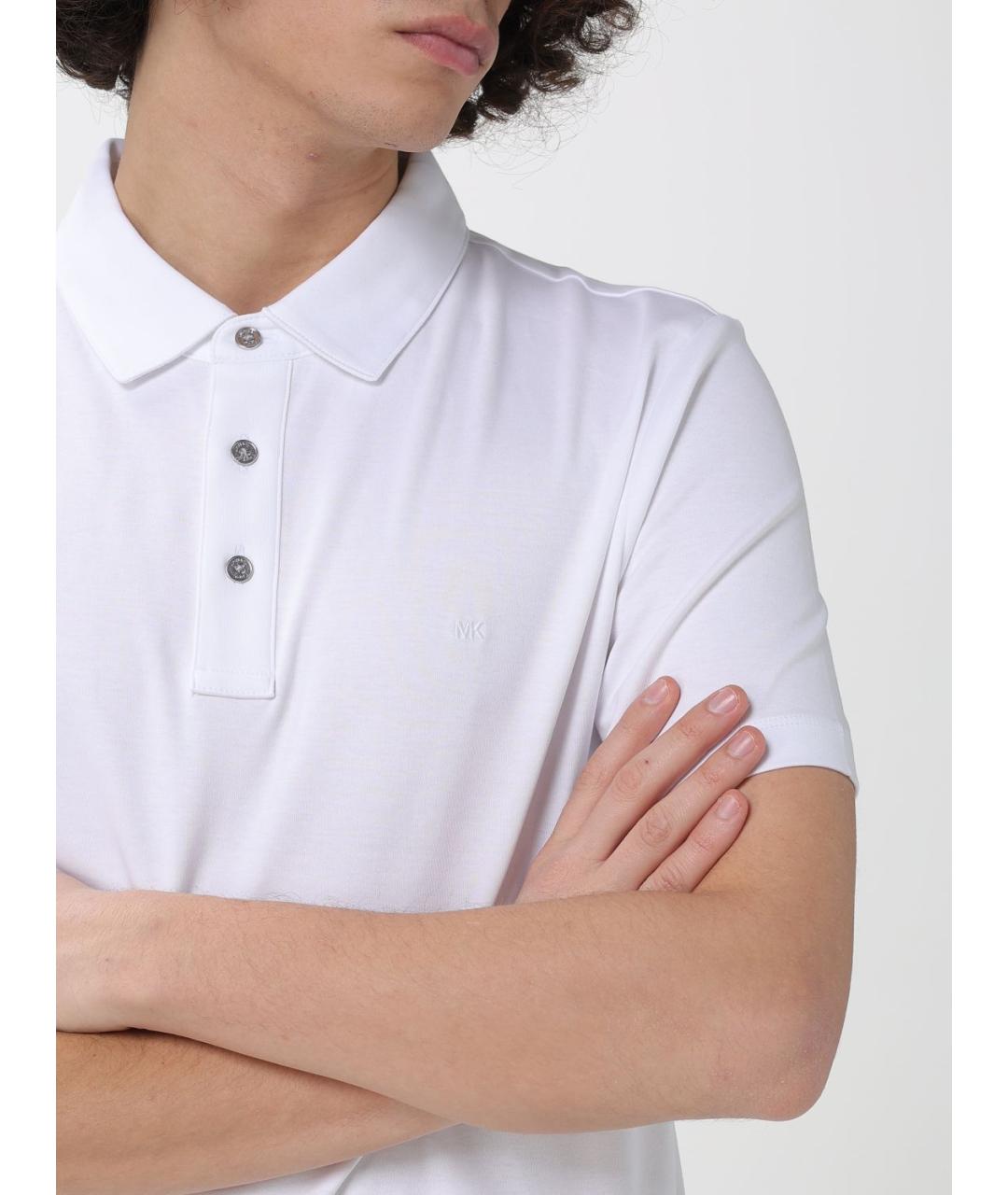 MICHAEL KORS Белое хлопковое поло с коротким рукавом, фото 3