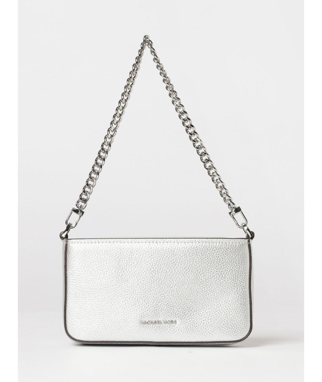 MICHAEL KORS Серебряная кожаная сумка через плечо, фото 4