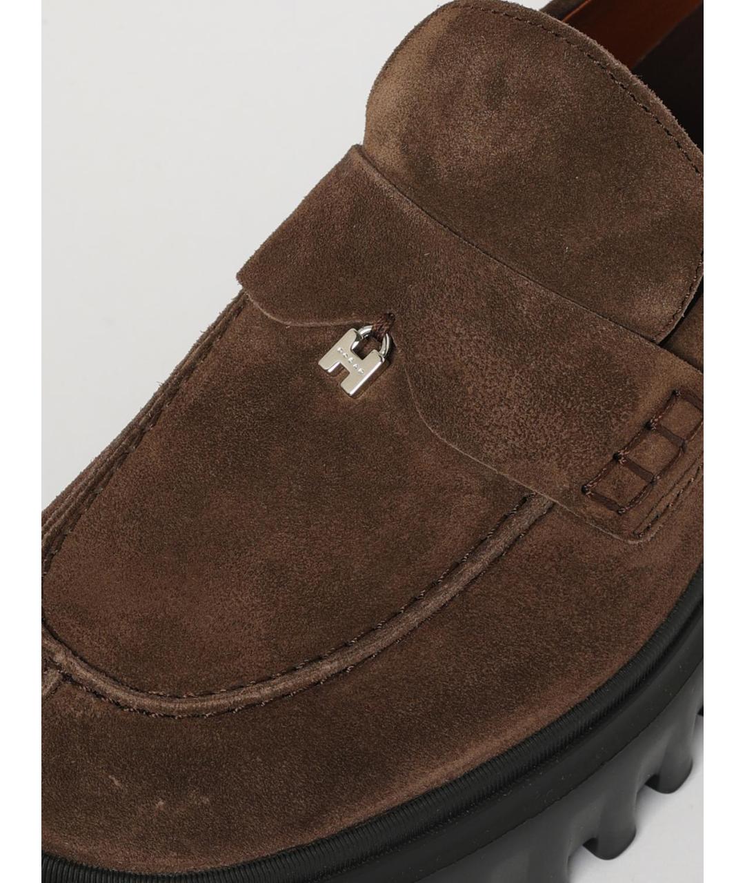 HOGAN Коричневые нубуковые лоферы, фото 4