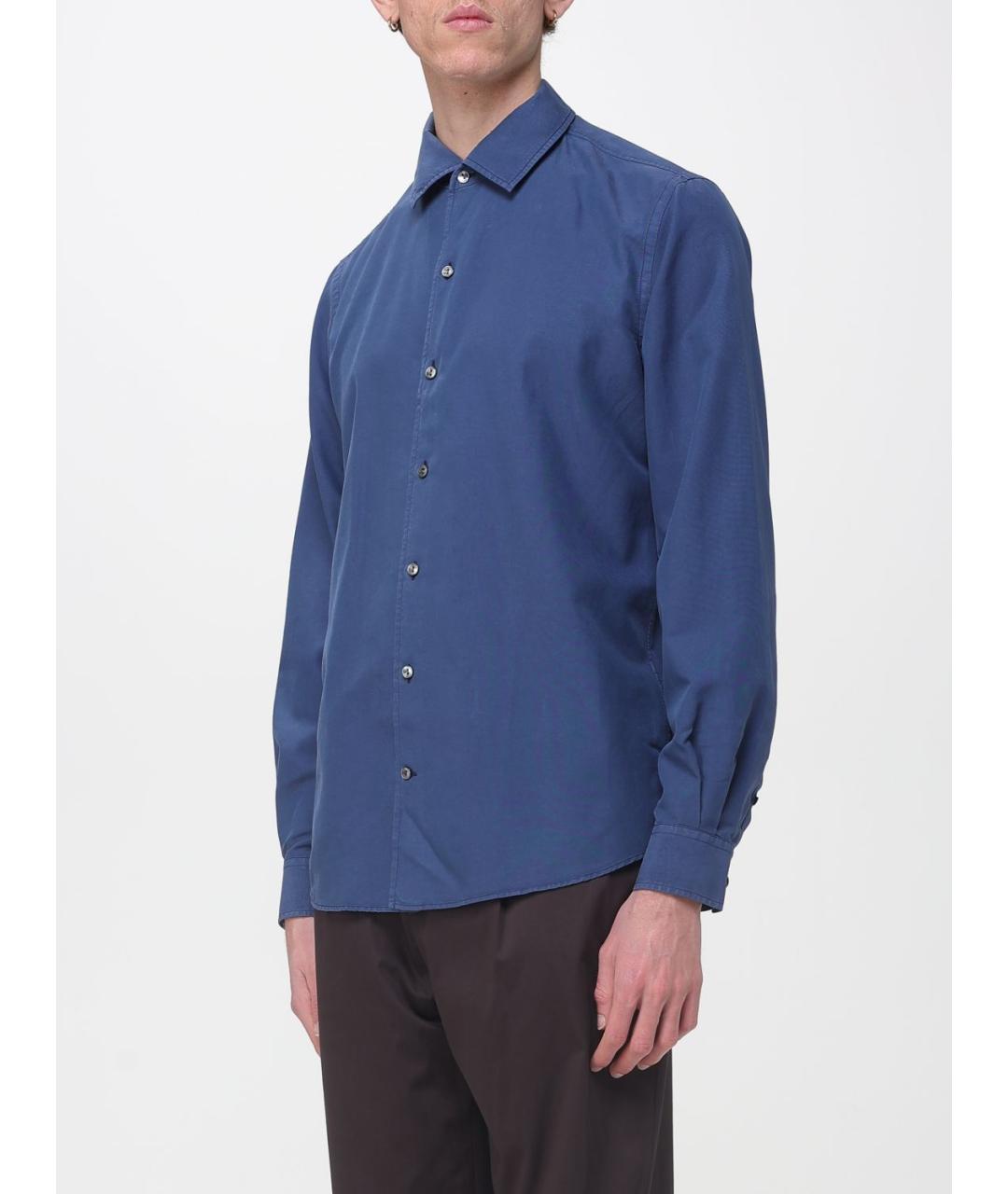 AGNONA Темно-синяя хлопковая кэжуал рубашка, фото 4