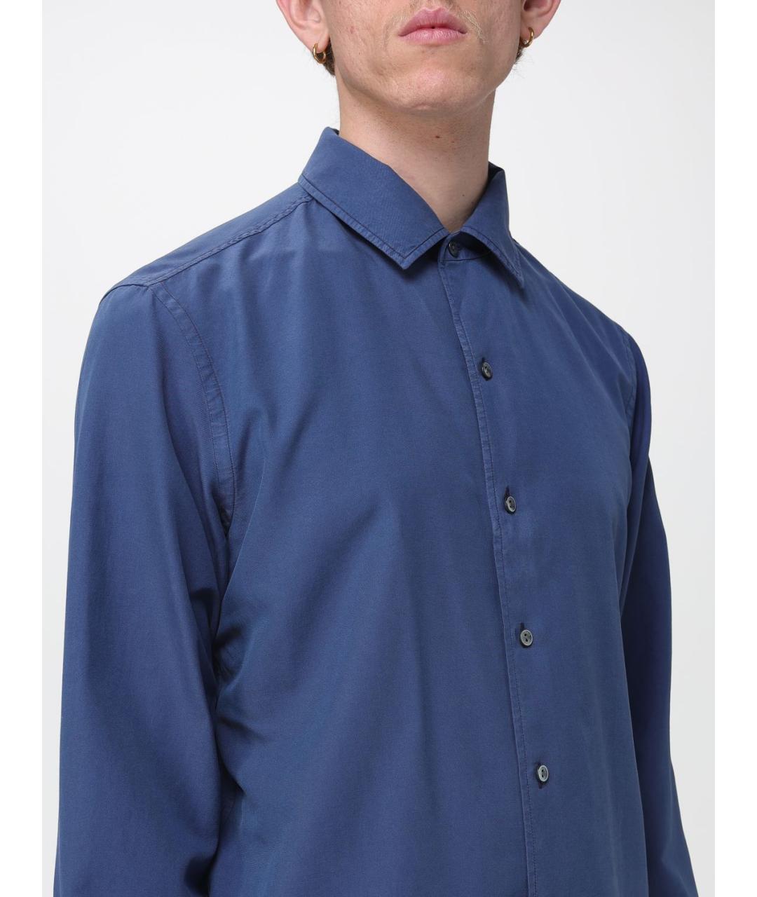AGNONA Темно-синяя хлопковая кэжуал рубашка, фото 5