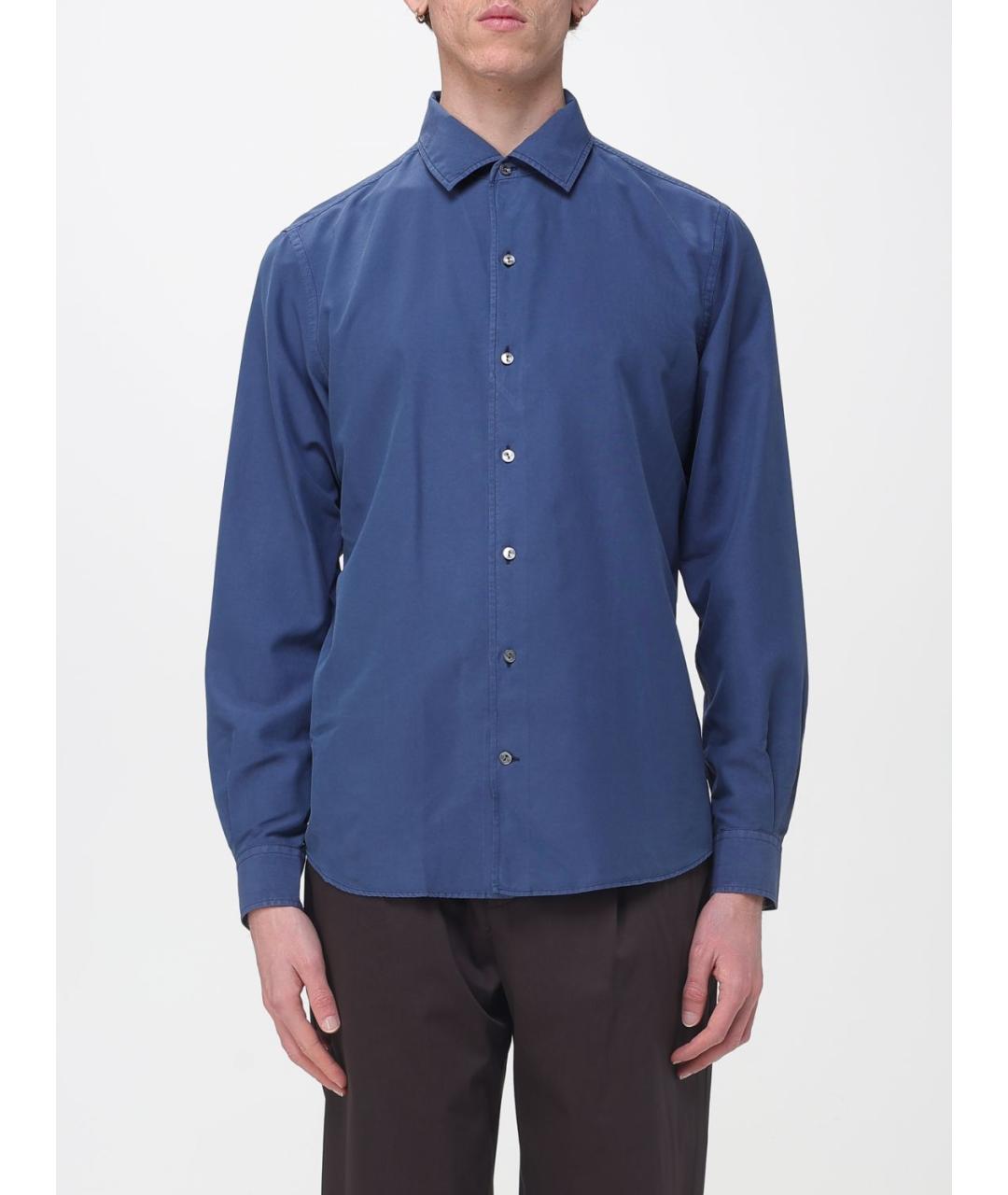 AGNONA Темно-синяя хлопковая кэжуал рубашка, фото 6