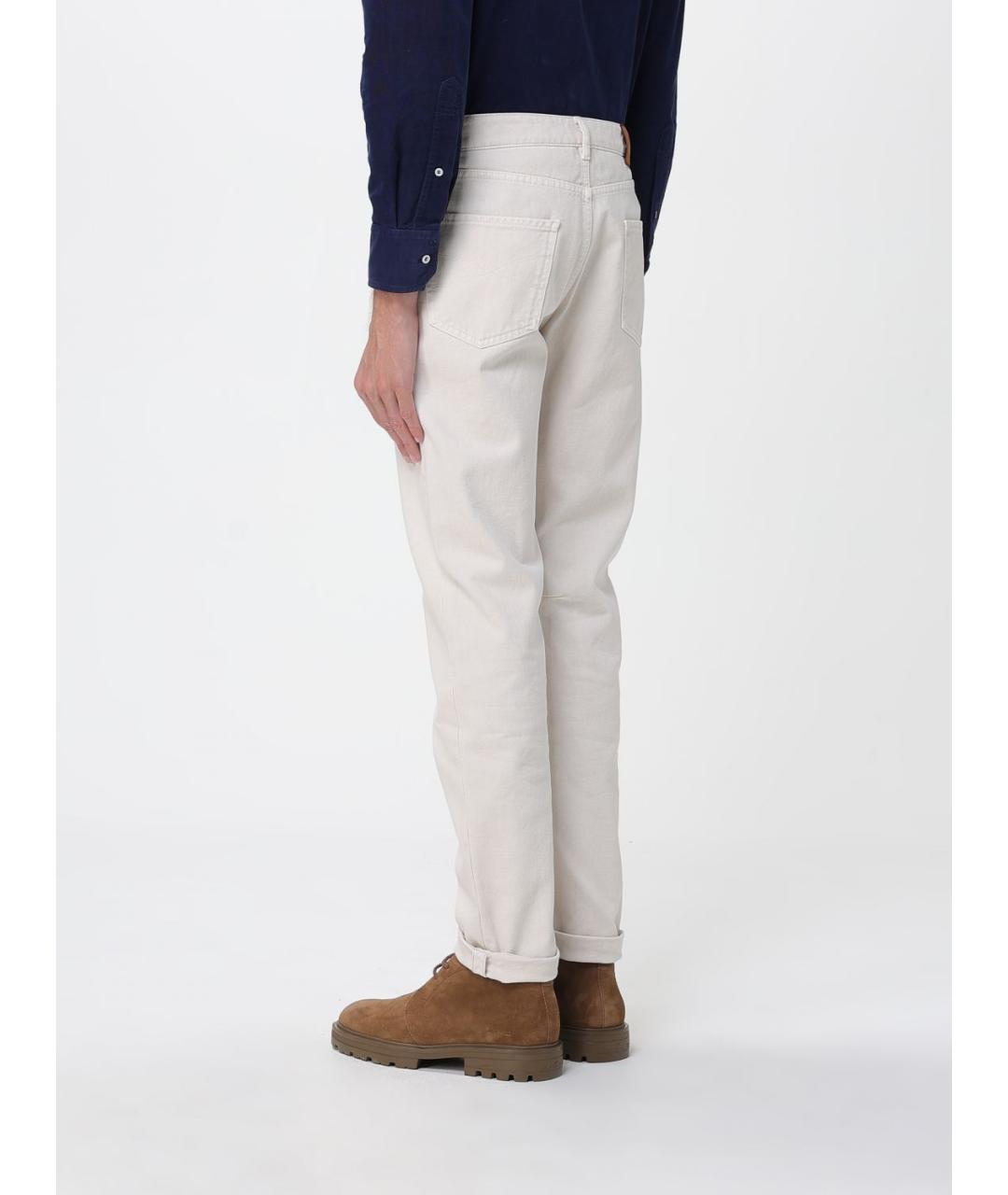 BRUNELLO CUCINELLI Бежевые хлопковые прямые джинсы, фото 3