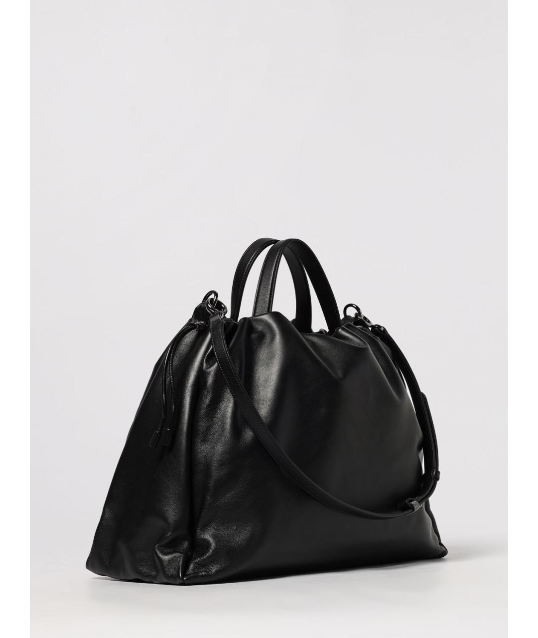 BRUNELLO CUCINELLI Черная кожаная сумка тоут, фото 3