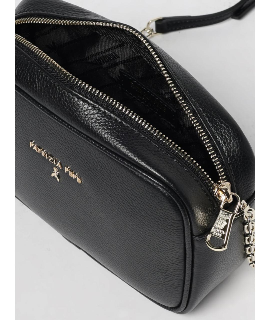 PATRIZIA PEPE Черная кожаная сумка через плечо, фото 3