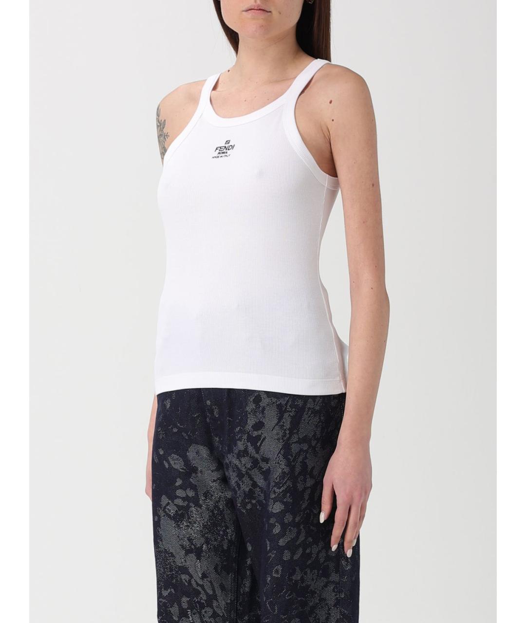FENDI Белая хлопковая майка, фото 5
