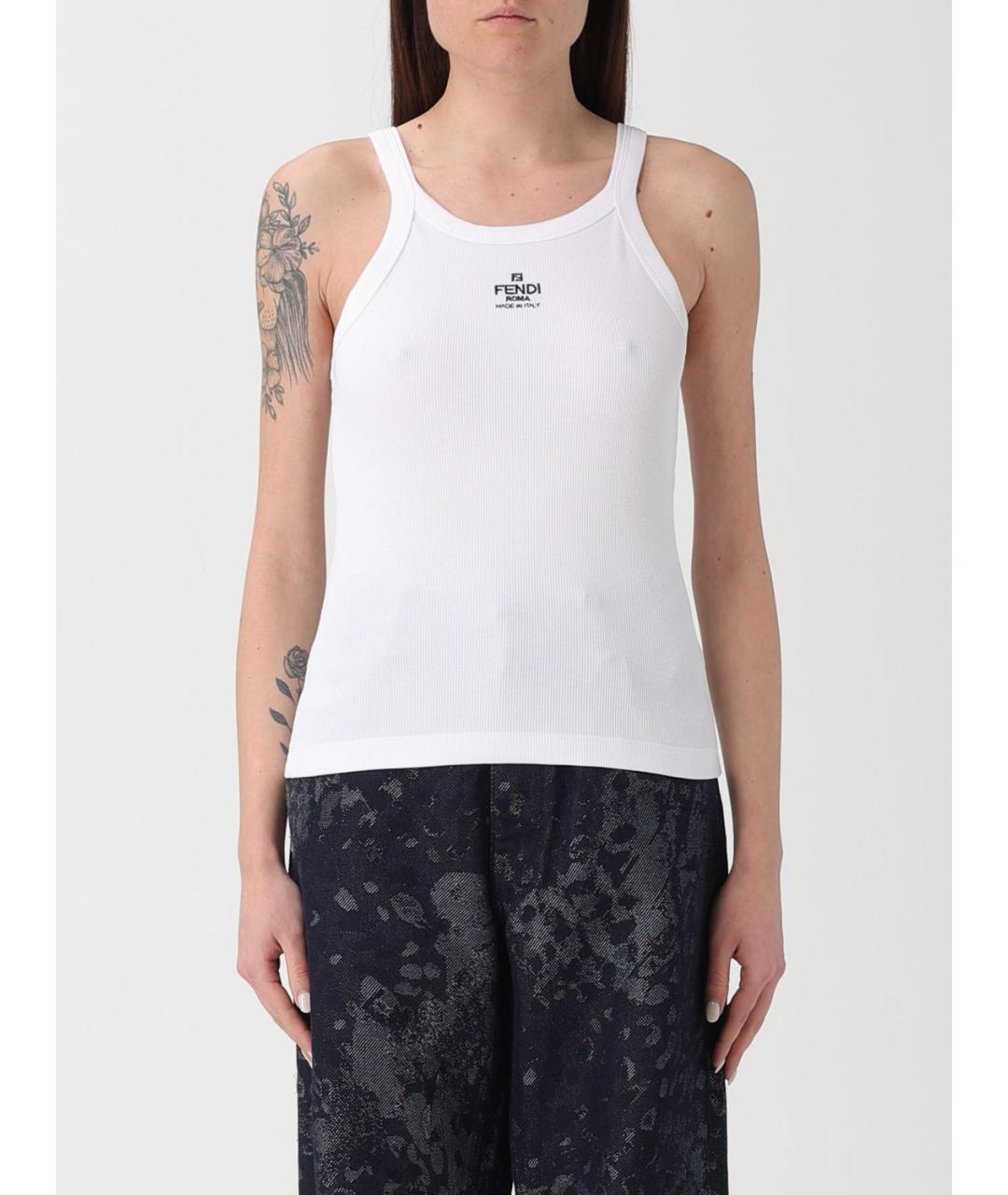 FENDI Белая хлопковая майка, фото 2