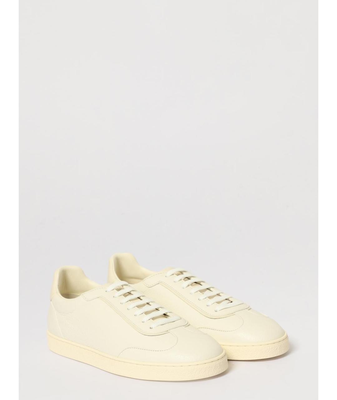 BRUNELLO CUCINELLI Бежевые кожаные низкие кроссовки / кеды, фото 2