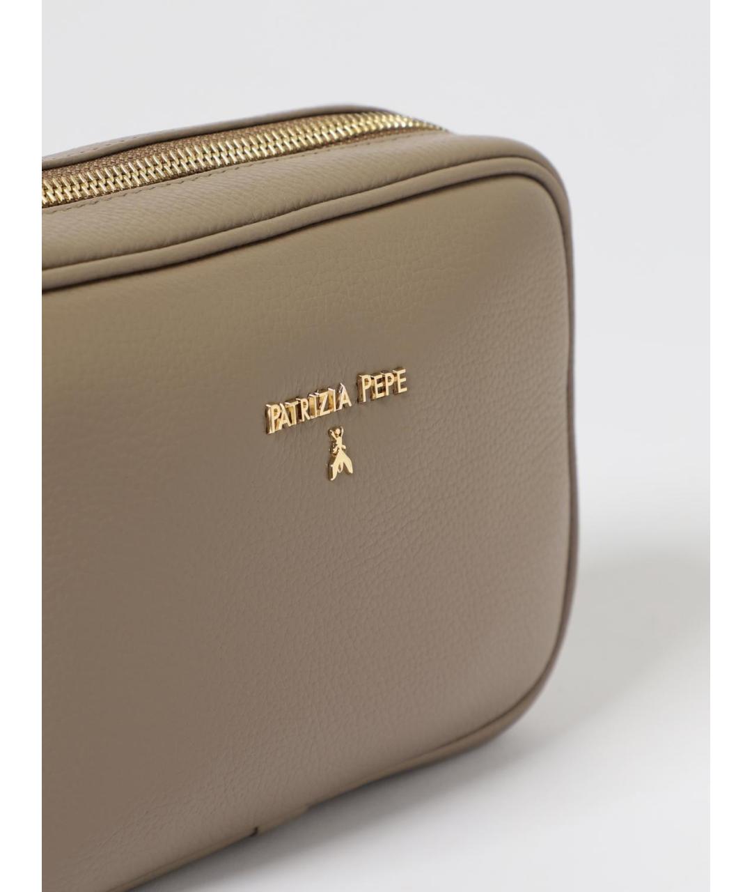 PATRIZIA PEPE Серая кожаная сумка через плечо, фото 3