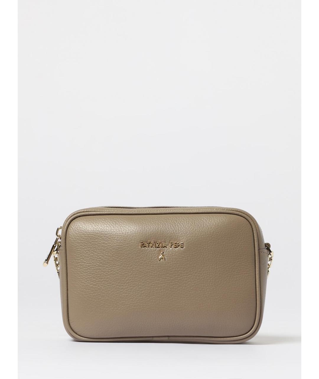 PATRIZIA PEPE Серая кожаная сумка через плечо, фото 4