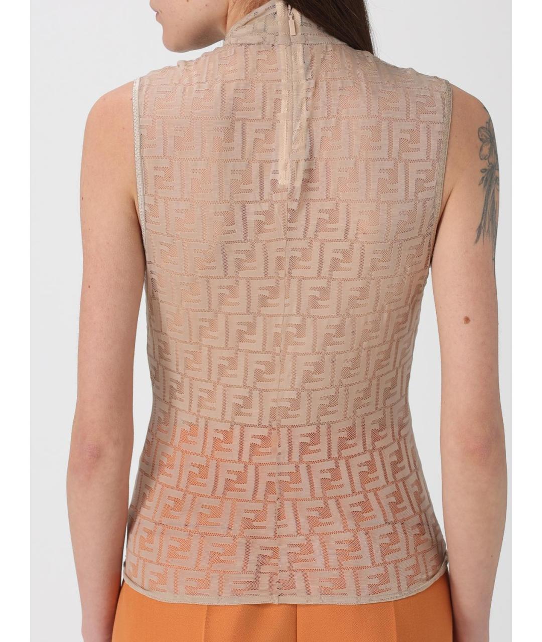 FENDI Бежевая полиэстеровая майка, фото 6