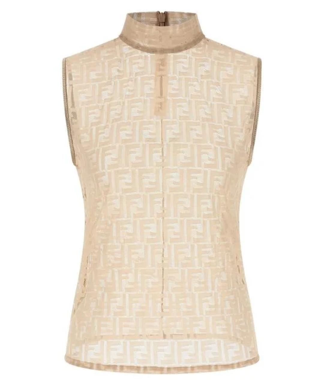 FENDI Бежевая полиэстеровая майка, фото 1