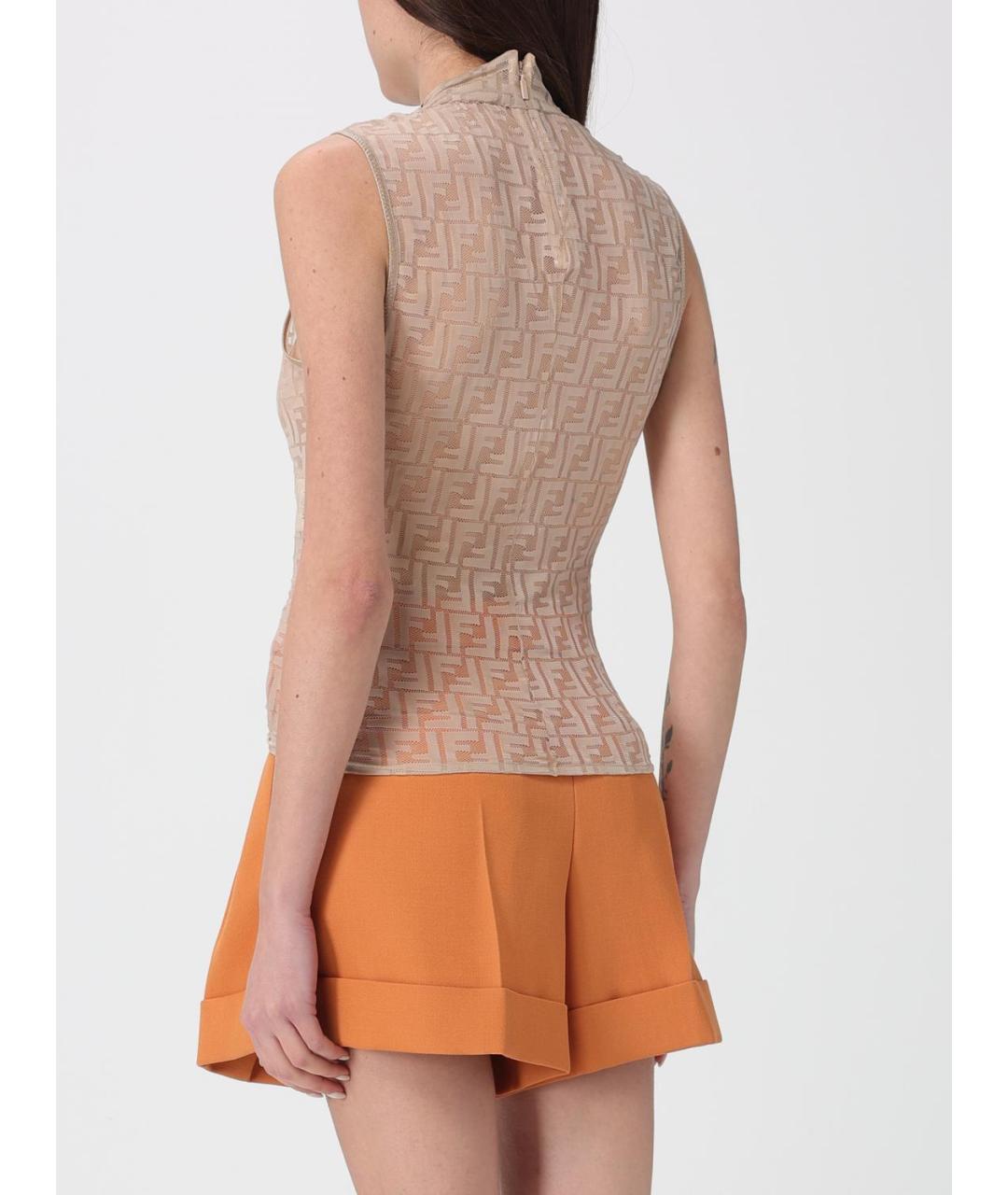 FENDI Бежевая полиэстеровая майка, фото 4