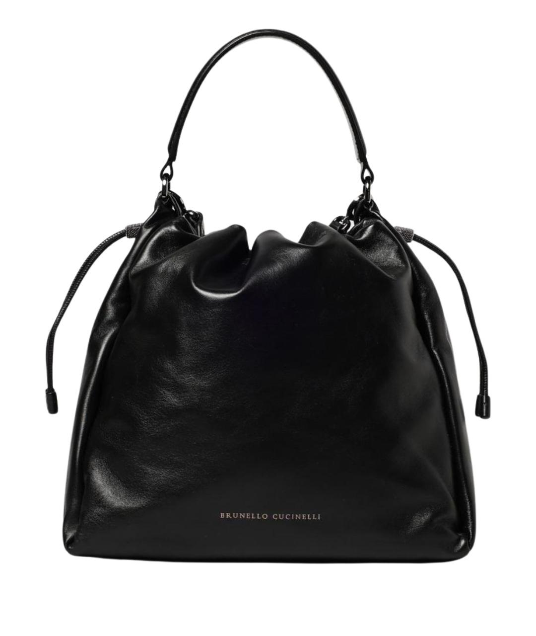 BRUNELLO CUCINELLI Черная кожаная сумка через плечо, фото 1