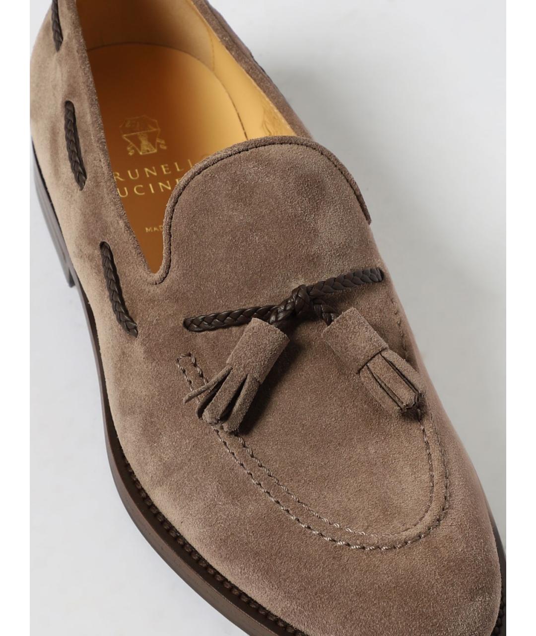 BRUNELLO CUCINELLI Коричневые кожаные лоферы, фото 4