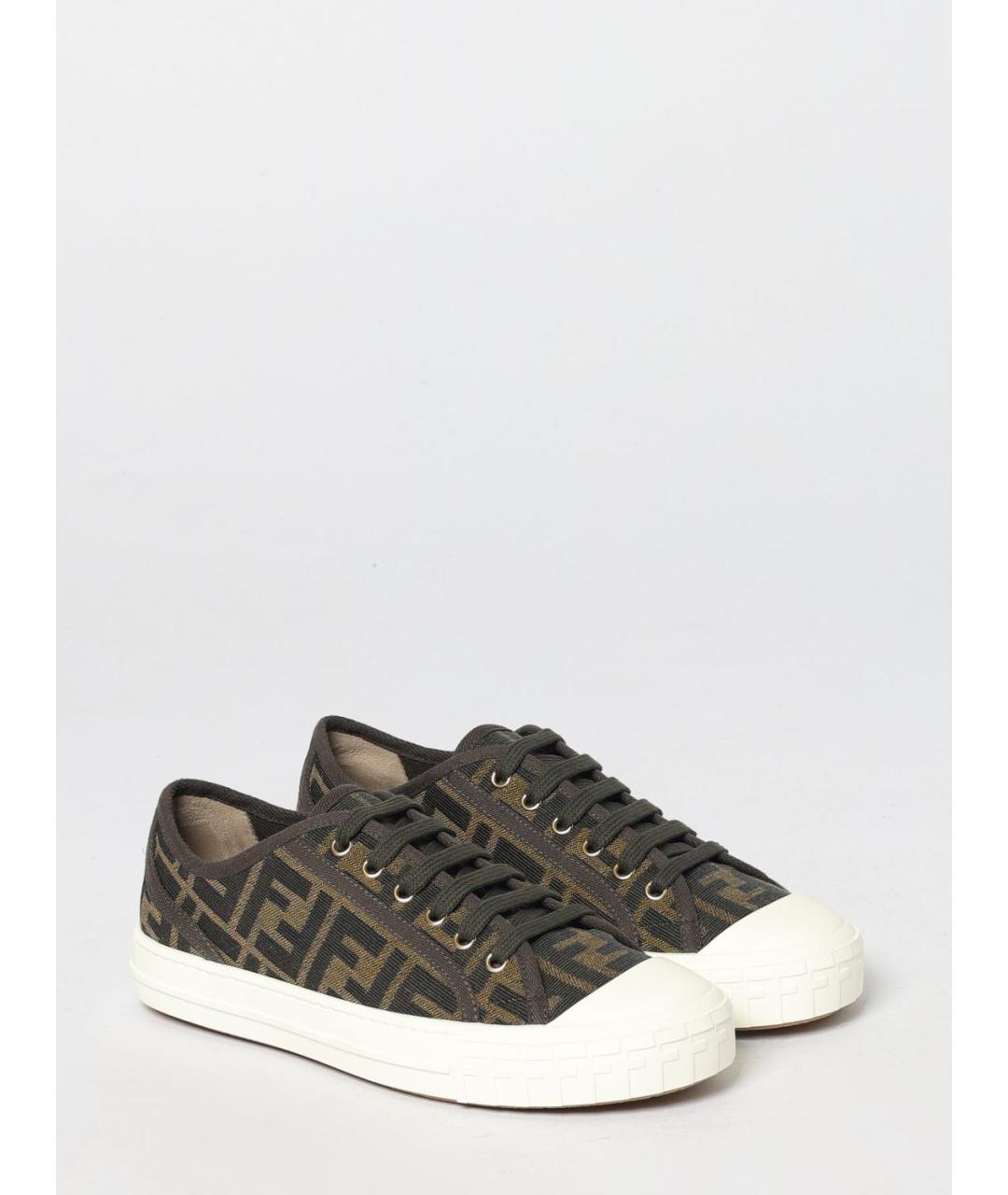 FENDI Коричневые текстильные кеды, фото 2
