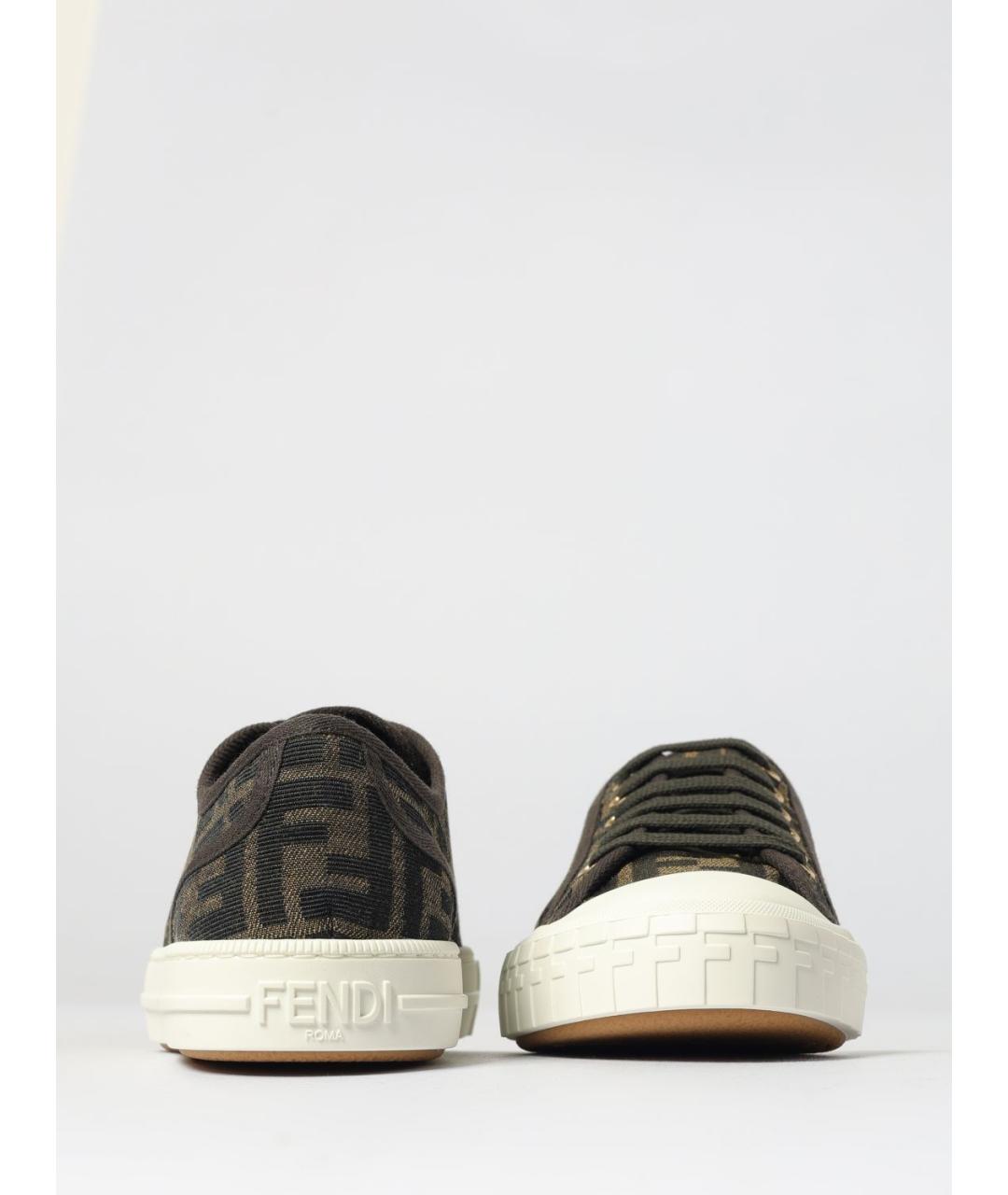 FENDI Коричневые текстильные кеды, фото 4