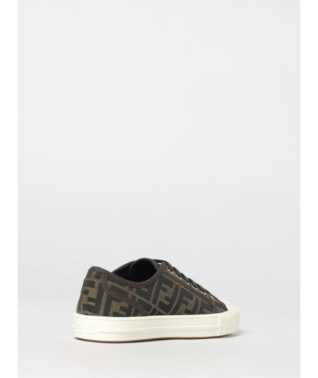 FENDI Коричневые текстильные кеды, фото 3