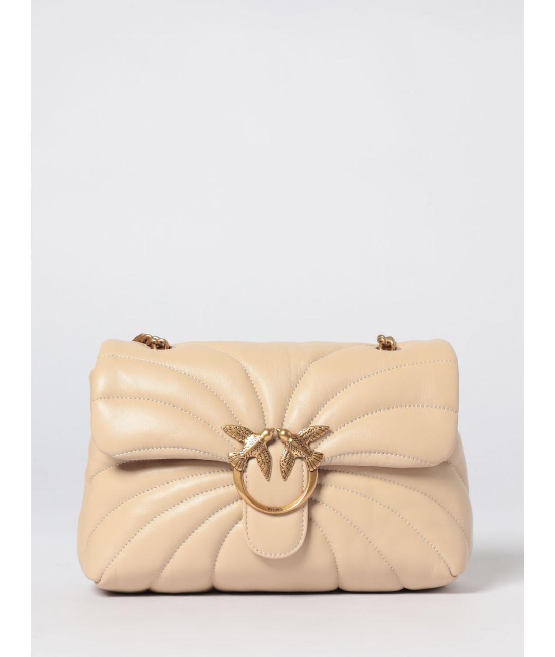 PINKO Бежевая кожаная сумка через плечо, фото 4