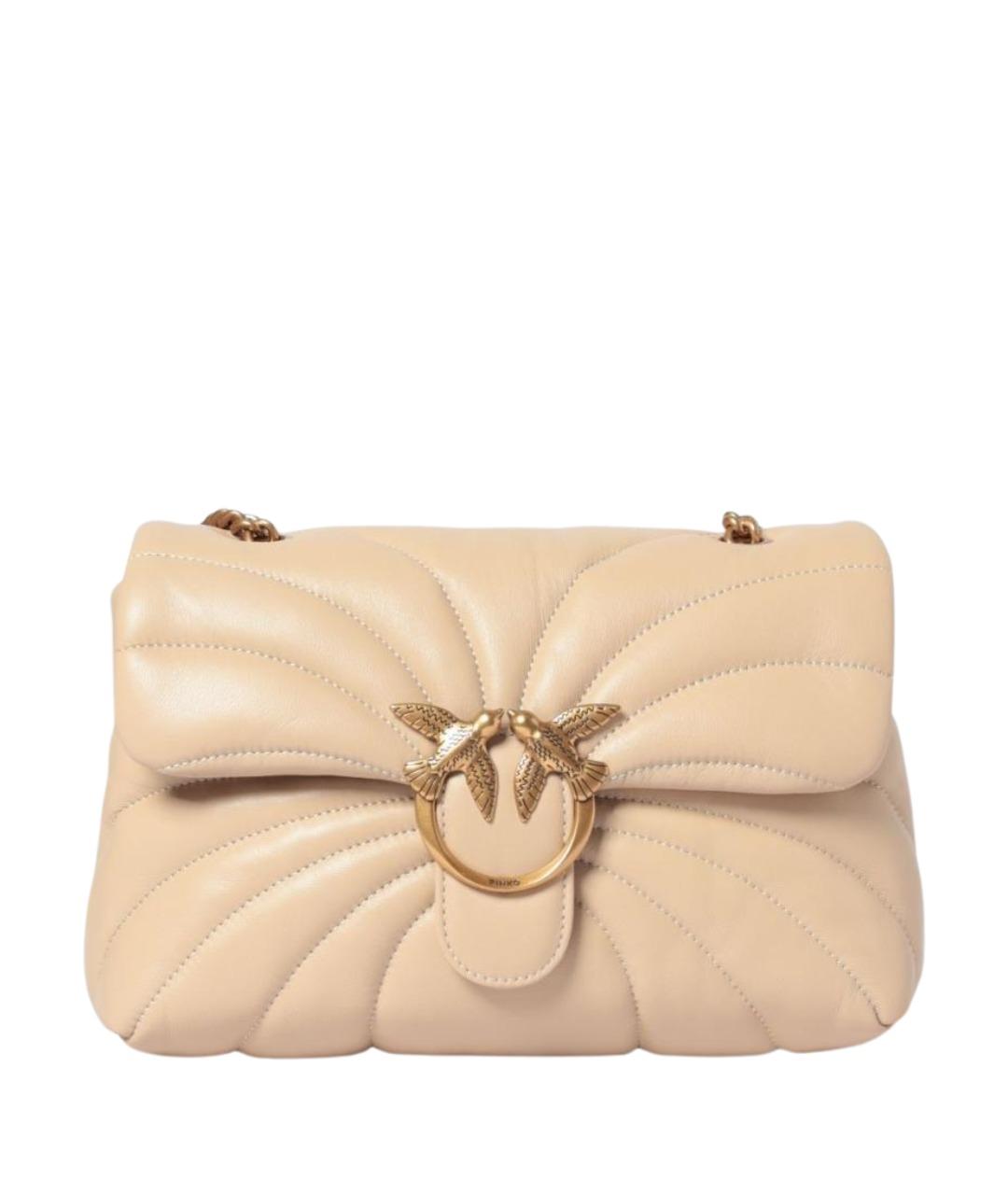 PINKO Бежевая кожаная сумка через плечо, фото 1