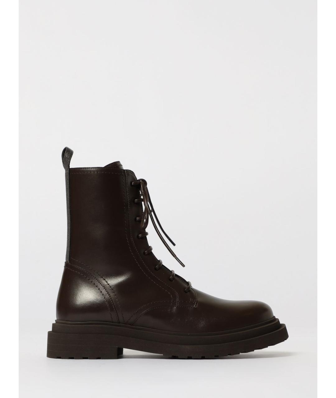 BRUNELLO CUCINELLI Коричневые кожаные ботинки, фото 5