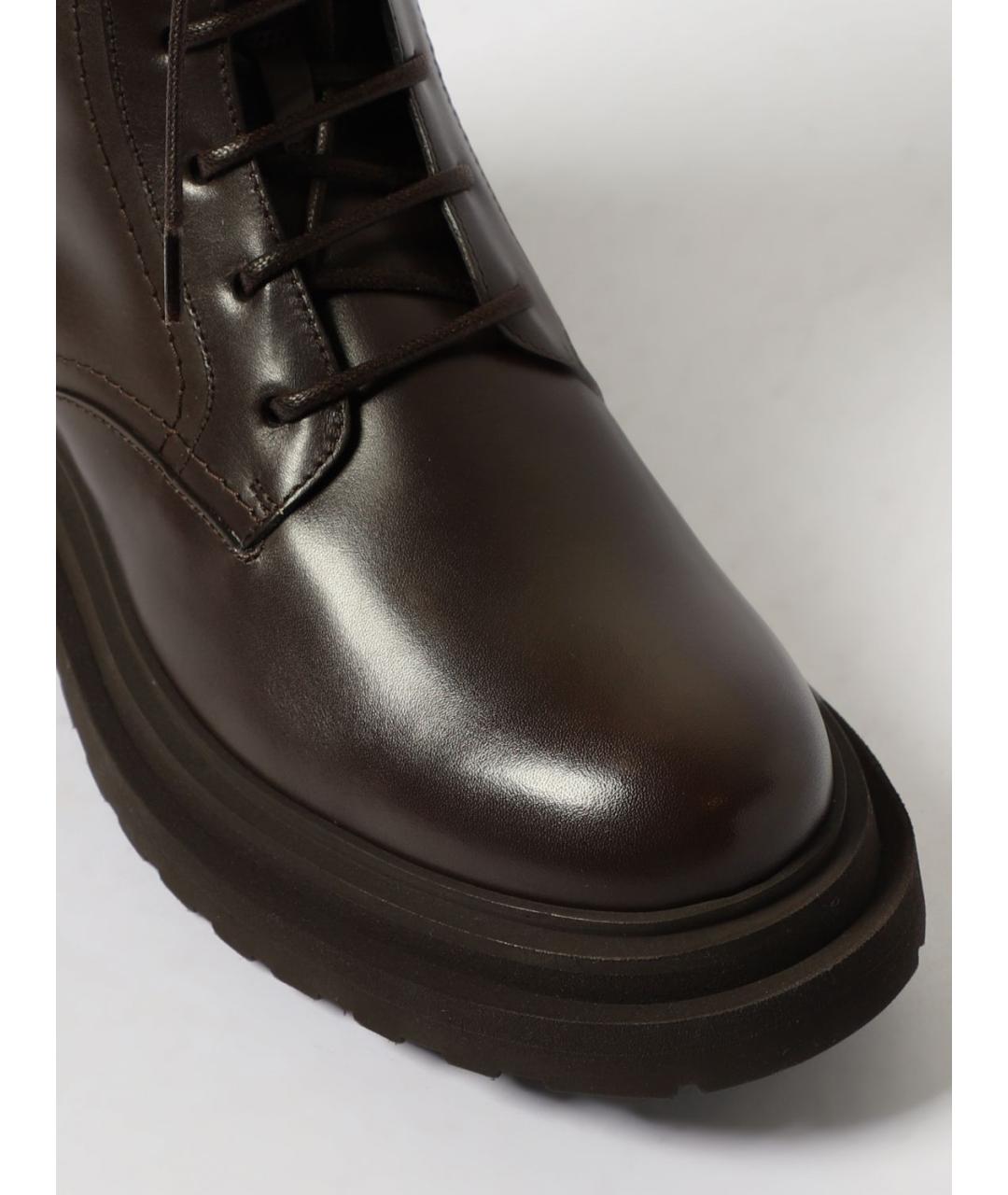 BRUNELLO CUCINELLI Коричневые кожаные ботинки, фото 4