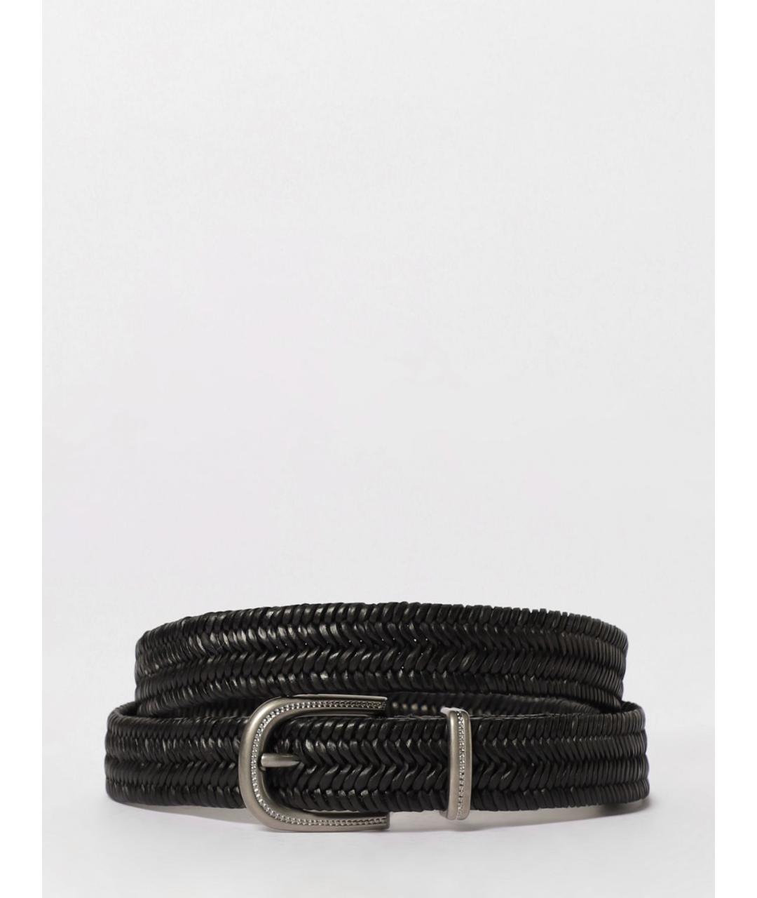 BRUNELLO CUCINELLI Черный кожаный ремень, фото 3