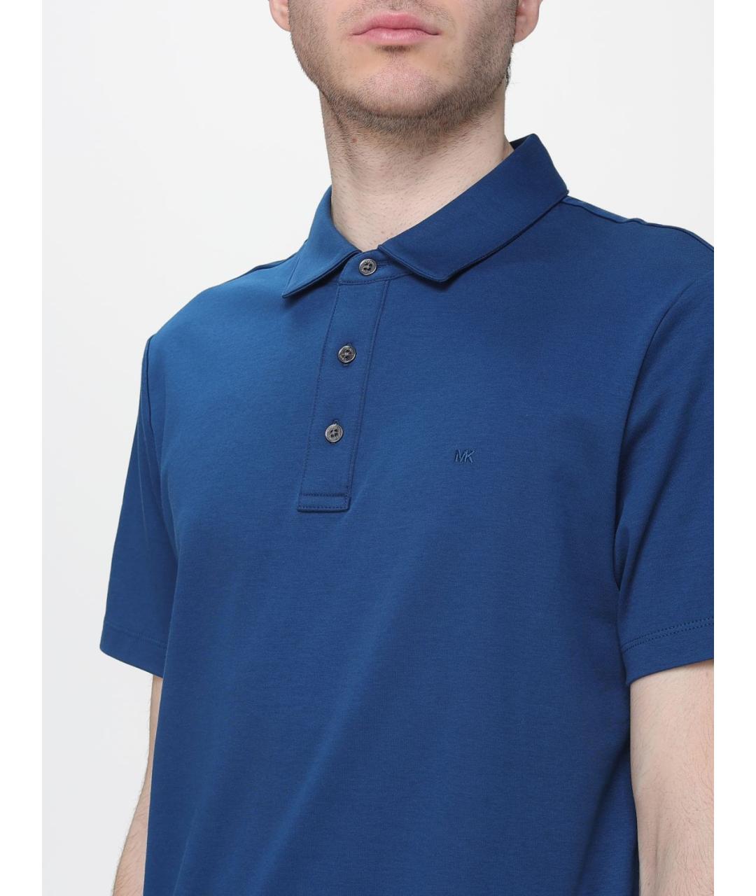 MICHAEL KORS Синее хлопковое поло с коротким рукавом, фото 3