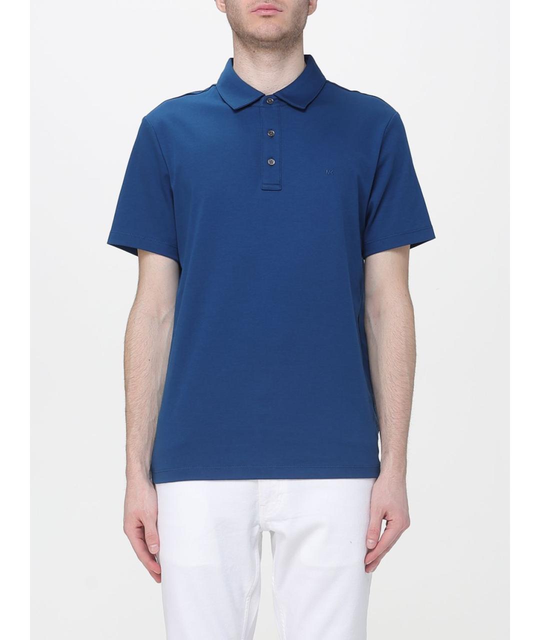 MICHAEL KORS Синее хлопковое поло с коротким рукавом, фото 4