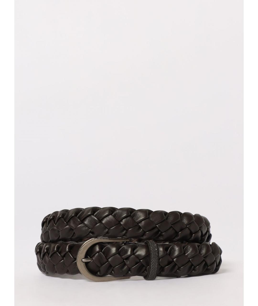 BRUNELLO CUCINELLI Коричневый кожаный ремень, фото 3