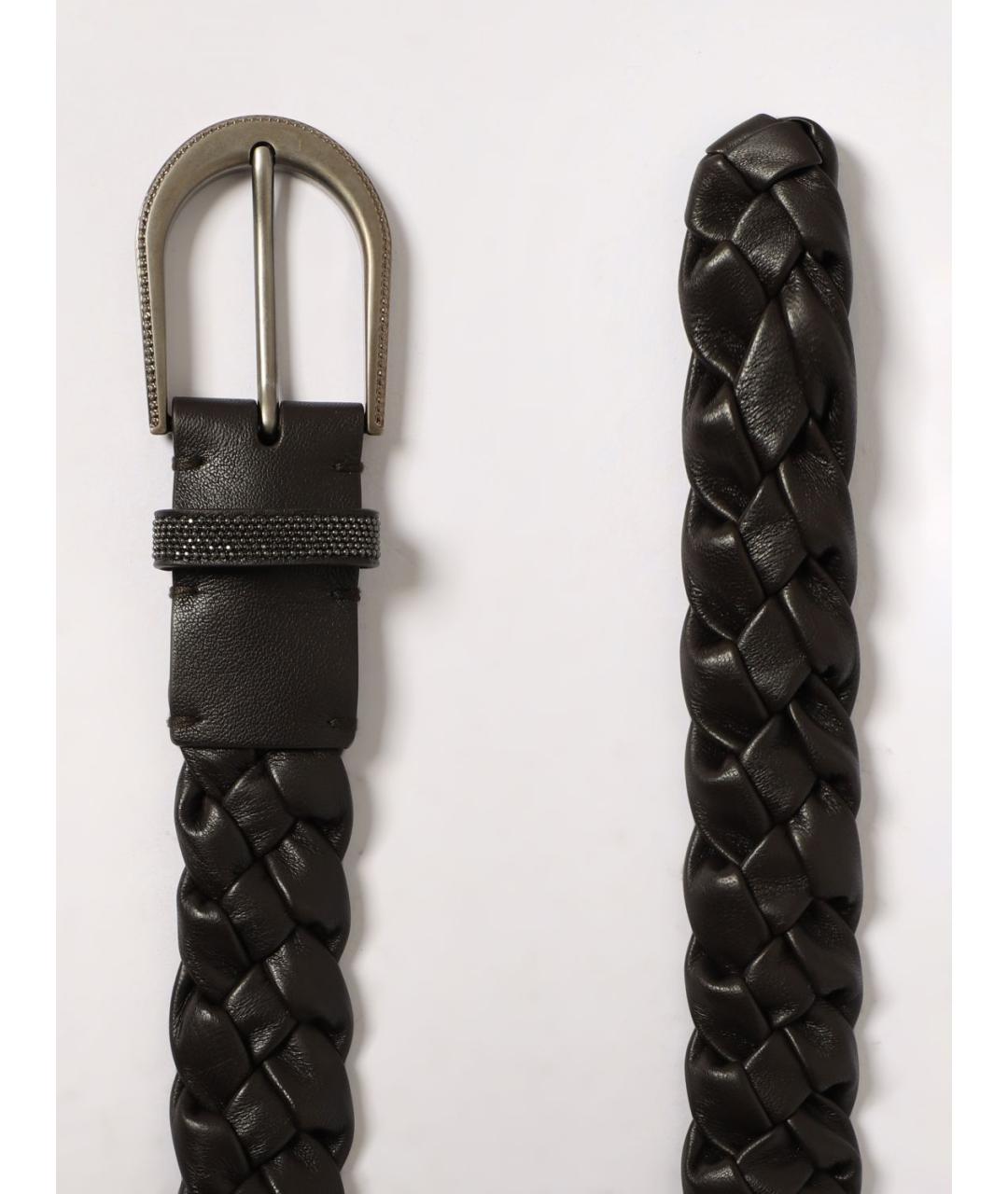 BRUNELLO CUCINELLI Коричневый кожаный ремень, фото 2