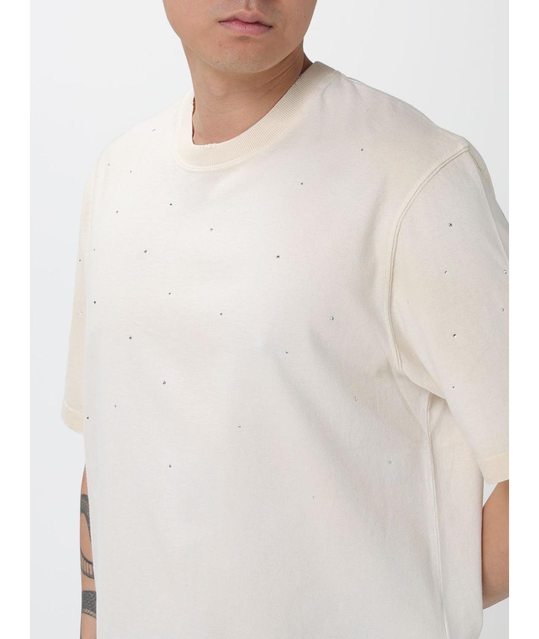 GOLDEN GOOSE DELUXE BRAND Бежевая хлопковая футболка, фото 3