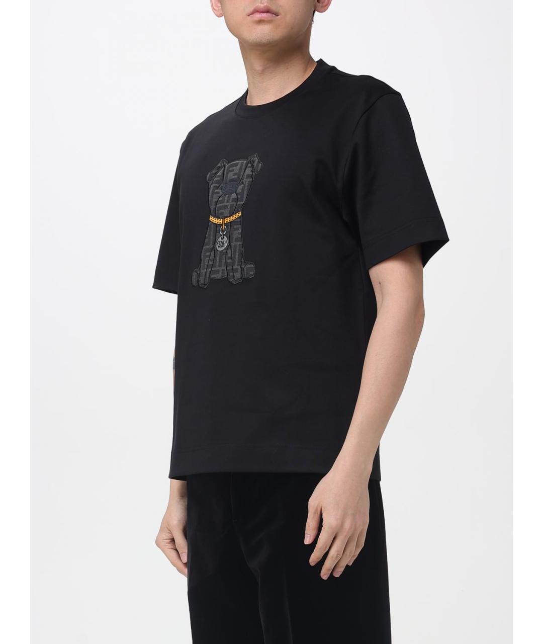 FENDI Черная хлопковая футболка, фото 5
