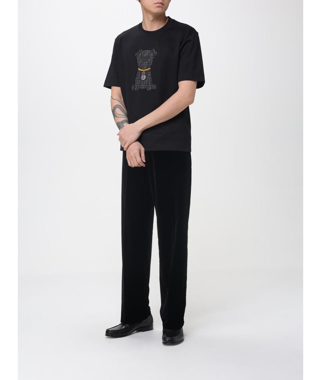 FENDI Черная хлопковая футболка, фото 3