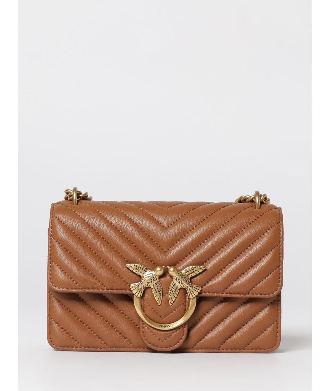 PINKO Коричневая кожаная сумка через плечо, фото 4