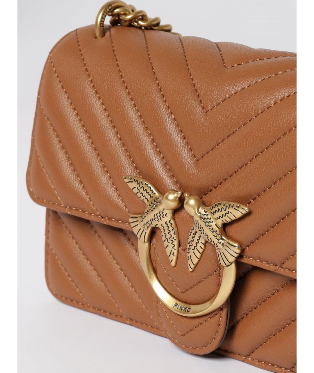 PINKO Коричневая кожаная сумка через плечо, фото 3