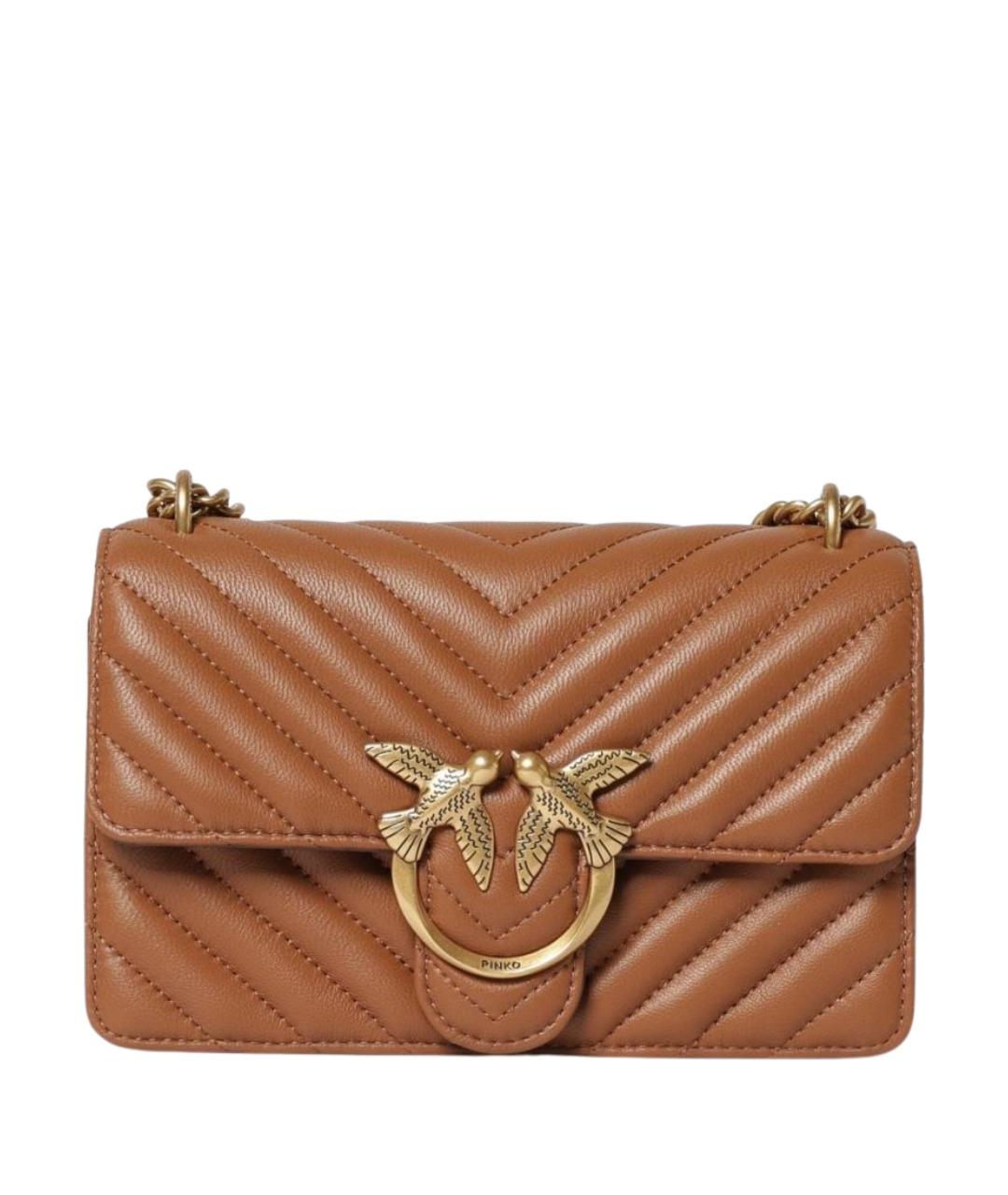 PINKO Коричневая кожаная сумка через плечо, фото 1